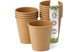 Greenbox Lot de 50 gobelets jetables biodégradables en papier pour boissons/café/expresso à l’emporter ou pour dégustation marrons non blanchis 100 ml (4 onces)