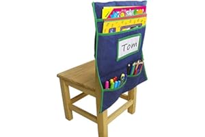 Poches de chaise arrière pour chaise de bureau Organiseur de dossier de siège Rangement pour fournitures de salle de classe Rangement pour étiquette de nom d'étudiant Pour enfants Pour