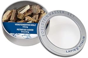 ‎LAPIS VITALIS Lapis Vitalis Wassersteine versteinertes Holz 100 g - Unterstützung der Erdung - Edelsteine in einer hochwertigen Metall-Geschenkdose - Rohsteine zur Herstellung von Edelsteinwasser