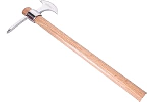 yoakaiax Gardening Pick Axes, Pickaxe Mattock Hoe with Wooden Handle, Stainless Steel Mattock with Sharp Pick and Cutting Edge for Breaking up Heavy Clay Soil, and Removal of Difficult Weeds B