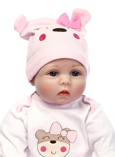 Fachel Reborn Baby Doll realistic baby dollsVinyl Silicone Babies 55cm 22inch Doll Newborn real baby doll Life Like Reborn Pacifier Doll Lovely pink dress round dolls