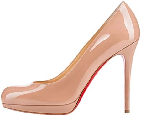 HooH Women's Platform Stilleto High Heel Wedding Pumps Red Sole-Nude-35