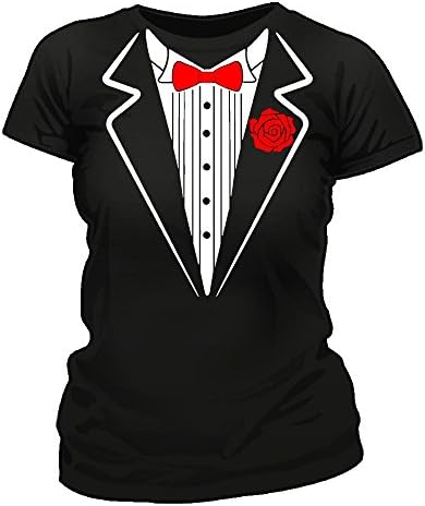 LADIES TUXEDO - NEW FITTED T SHIRT HEN PARTY (VARIOUS COLOURS) S-XXL