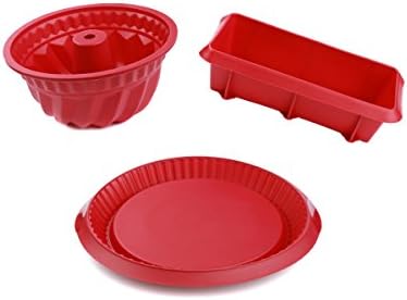 Silicone Bundt Cake Fruit Cake, World 0007 Platinum Silicone Baking Mould Set of 3,
