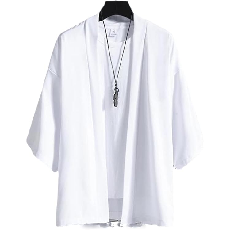 Happi Kimono Haori Pour Homme - Veste Demi-saison En Coton Et Lin - Manteaux Ninja - Chemise Ample - Vêtement De Nuit - Cardigan D'été - Veste Kimono Traditionnelle, Noir , L