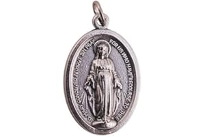 BOMAP Confezione da 100 pezzi, Patron Saints medaglie, medaglia miracolosa, Italian ossidato argento.+ ovale anello