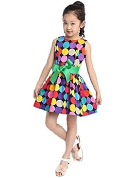 Culater® Colore Polka Puntino Capretti Ragazze Di Estate Sleeveless Ampio Vestito (Nero, 120)