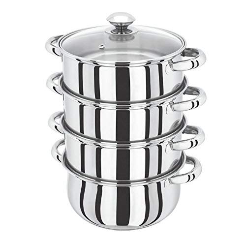 4 étages 24 cm plaque à induction cuiseur vapeur Multi Légumes en acier inoxydable cuisinière Pot de poêles avec couvercle