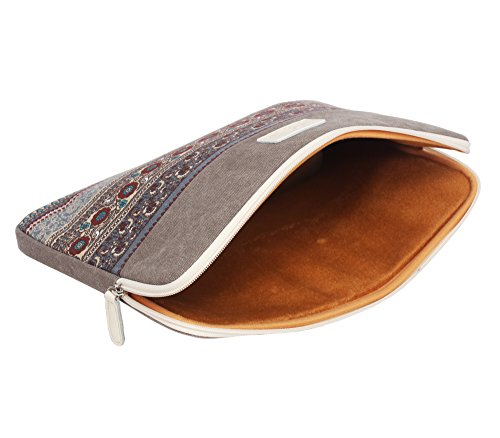 15 Zoll Laptoph  lle  Boh  me Stil Canvas-Gewebe H  lle Sleeve Tasche f  r Laptop   Notebook Computer   MacBook   MacBook Pro   MacBook Air Licht Grau