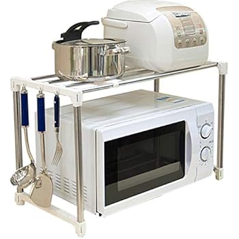 FullBerg Weiß Mikrowelle Regal für Küche und Arbeitsplatte - 55x46x36cm