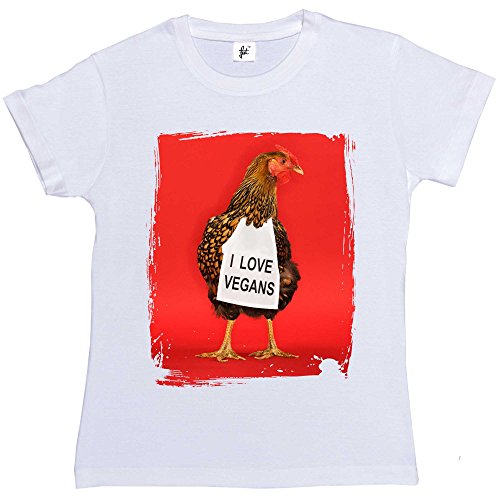 Fancy A SnuggleChicken with Sign I Love Vegans Womens Boyfriend Fit T-Shirt