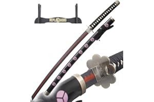 One Piece Katana Tout en Bois Lame en Bois One Piece Zoro Shusui Replique Epee Sabre + Presentoir Inclus