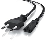 cable conexion portatil a tv Datos técnicos: Categoría: Cable de conexión euro (1,80 m) | Conexión: Enchufe euro (tipo C, CEE 7/16) para euroconector para pequeños aparatos C7 | Modelo de enchufe: Recto | Tipo de cable: H03VVH2-F 2X 0,75 mm² | Sección del cable: 0,75 mm² | Tensión de funcionamiento: 230 V | Corriente máxima: 2,5A