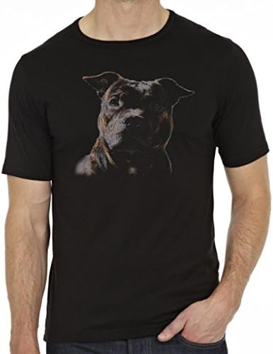 Staffordshire Bull Terrier Staffy Men's Fashion Quality Heavyweight T-Shirt. Black/2XL
