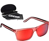 lentes sol Lentes de alta calidad Cressi Rio Sunglasses Gafas de Sol Deportivo Polarizados, Unisex Adultos, Crystal Lentes Espejadas Rojo, Talla única