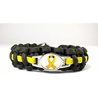 Hanse Charms-aus Paracord-Armband-Thin Yellow Line-Bundeswehr-Verstellbar-Geschenk-Weihnachtsgeschenk-Olive Drab