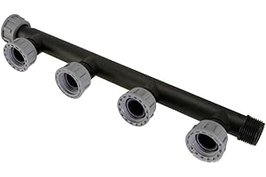 Suinga Te Collecteur d'arrosage 1" pour 4 ou 5 électrovannes de jardin | Clarinete d'irrigation 4 sorties M-F-F-F-F 1'' | Collecteur d'irrigation