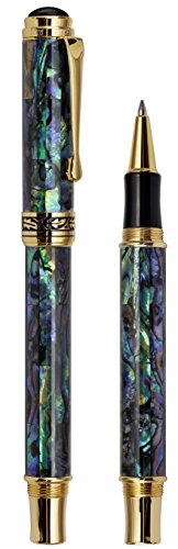 Xezo Maestro Natural Sea Shell Fine Rollerball Pen with 18K Gold Plated Parts Exquisite Gift No Two Pens Alike (Maestro Sea Shell RPG)