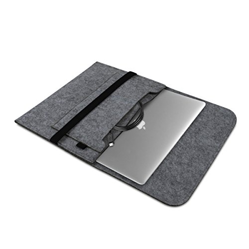 kwmobile Laptoptasche Filz Sleeve für 11″ 11,6″ Laptop / Tablet – Notebook Tasche Schutzhülle Laptop Case Hülle in Grau mit Innentaschen Innenmaße: ca. 31,5 x 25 cm - 6