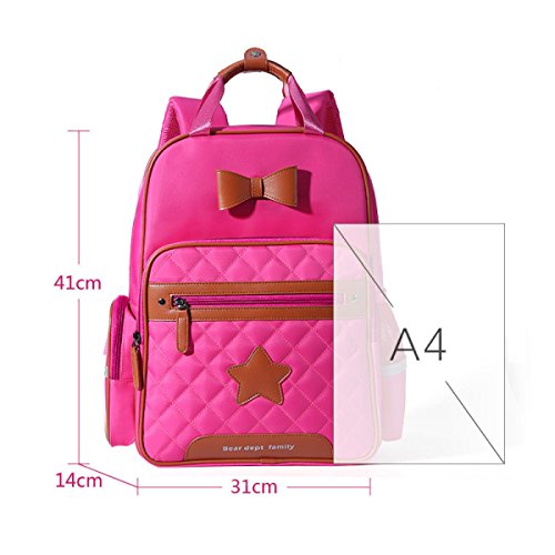 Preisvergleich Produktbild Schulrucksack Kinder Rucksack Rucksack Schulranzen Schulranzen Schulranzen Mädchen Jungen Teen Rucksack,RoseRed-41*14*31cm