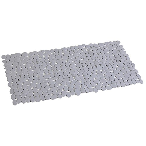 Graue Anti Rutsch Matte für die Badewanne - Wanneneinlage mit Saugnäpfen - Wannenmatte in schöner Kieseldekor Steinoptik - Größe: 88 x 40cm