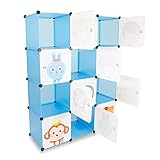 VENKON – Kinderzimmer Steckschrank DYI Steckregal System Regalschrank: 12-Module-Set, blau - 5
