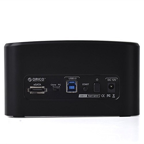 ORICO USB 3.0 / eSATA 2-Port Festplatten Dockingstation für 2,5 / 3,5 Zoll SATA III SSD und HDD, Offline-Klonfunktion, Unterstützt UASP und 2 x 6 TB – Schwarz - 3