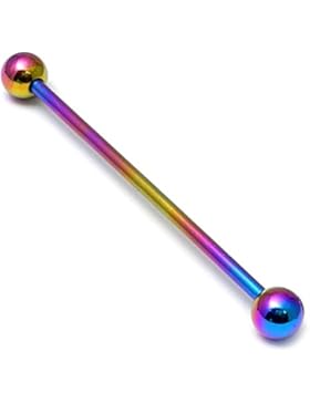 Titan Barbell. 1,6mm Gauge, 30mm Länge mit Kugeln 5mm. Rainbow Farbe | Scaffold Industrial Barbell