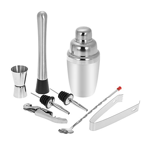 Anself 8tlg Cocktail Set Shaker Bar Mixer Ink. Cocktail Shaker, Messbecher, Barlöffel, Barstößel, Zange, Korkenzieher, 2 Weinausgießer