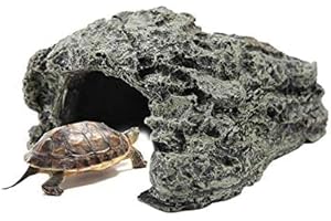 Zerodis Abri pour lézards Tortues Amphibiens Poissons Turtle Basking Platform Grotte de Résine de Reptile Petits Lézards Décoration Ornement d'aquarium(Petit)