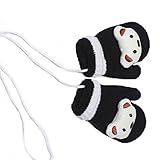 Moolecole Cute Cartoon Gloves Baby Boys Girls Toddler Children Kids Magic Mitten Gloves with Ropes Black