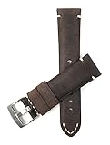 Leder Uhrenarmband 24mm für Herren, Braun mit weißer Naht, Vintage-Stil, mit Naht, Schließe Edelstahl, auch verfügbar in blau, schwarz und Hellbraun
