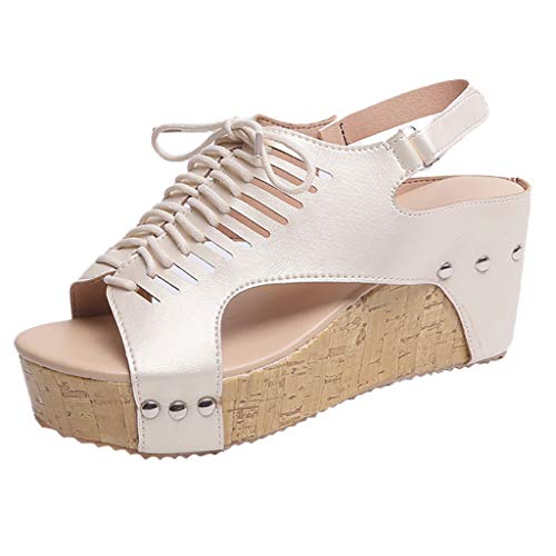 Preisvergleich Produktbild Damen Sandalen Keilabsatz Sommerschuhe Peep Toe Schuhe Stiefeletten Damen Strass Strandschuhe Knöchel Schnalle Badeschuhe Wasserschuhe Flip Flops Damen Slipper