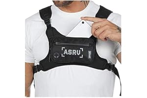 NC Mens Chest Bag Hip Hop Waist Front Bag Tactical Pack with Phone Hole Reflective, Waterproof Adjustable Vest Bag for Sports Hiking Camping Fitness Travel (Black)