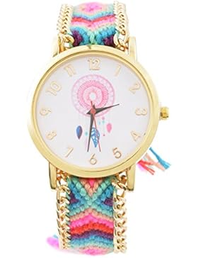 Souarts Damen Armbanduhr Traumfänger Muster Deko Uhr mit Batterie Charm Geschenk Vergoldet Muster