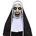 Produktbild JYJM Cosplay Scary Horrible Nonne Maske Schmelz Gesicht Latex Kostüm Halloween Masquerade Halloween Maske Weiß mit Haaren Horror Zombie Teufel Halloweenmaske Geist Hexe Monster Unisex (AS anzeigen A)