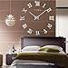 Produktbild YHEGV 3D-Clock Wall Sticker Wall Sticker Wand Spiegel Aufkleber, die Mauer von Rom acryl Aufkleber Aufkleber Alarm Clocks Home Decor, schwarz