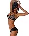 Fleur Papillon Women's Push Up Bra Set, Black Cappuccino Cup 34C / Bottoms 12-14