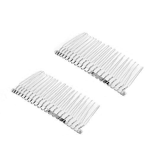 Veewon® 2pcs Bridal Wedding Veil Combs Metal Wire Hair Clip Combs 7.8cm 20 Teeth Silver