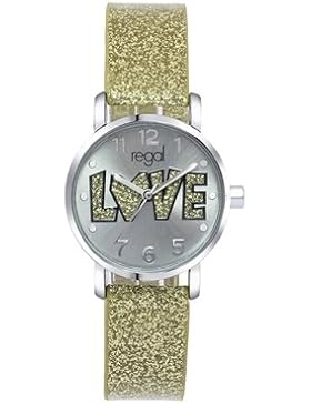 Lucardi - Regal - Regal Glitzer-Uhr mit einem goldfarbenen Armband für Kinder - Edelstahl