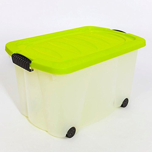 3er Set Aufbewahrungsbox mit Deckel und Rollen Größe: 45 Liter. In 3 verschiedenen Farben. Ideal für Büro, Kinderzimmer, Küche & Werkstatt - 4