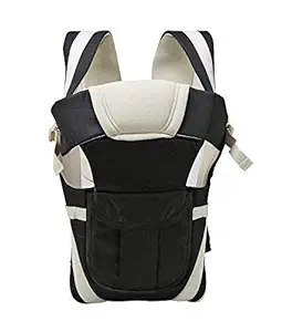 PEony Cotton Adjustable Hands-Free 4-in-1 Head Support and Buckle Straps with Waist Belt Baby Carrier Bag (Black)