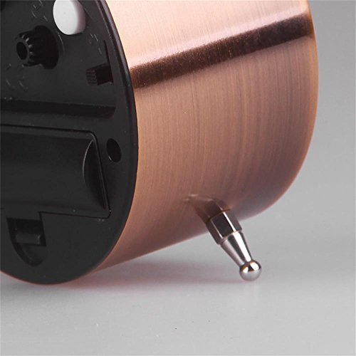 Hense geräuschlos Nachttisch Twin Bell Wecker batteriebetrieben Nacht-Licht lauter Alarm Uhren mit helles Kupfer Farbe HA41 Polished copper with 3″ Roman numeral - 5