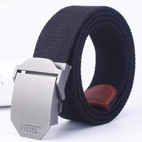 Preisvergleich Produktbild Svyioo Taktischer Gürtel Unisex Nylon Leinwand Student Gelegenheitsspiele Glatte Schnalle Automatische Schnalle Schwarz 115cm A300