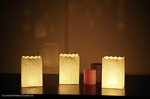 Wenko 8544100 Lichtertüte LUMINARIA Kleine Sonne - 10er Set, Windlicht, Pappe/Papier/Zellstoff, 11 x 16 x 9 cm, Weiß