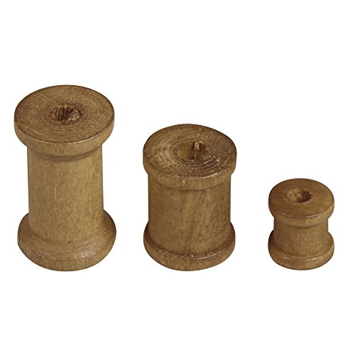 Rayher – 58165000 – Holz Spulen dunkel, 3 Größen sortiert, SB-Btl 24Stück - 2