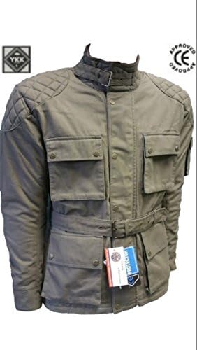 ATL- Military Green- Men COTTON WAXED Motorcycle,Motorbike wax cotton, WP Lined, ARMOUR BIKER JACKET … (Small)