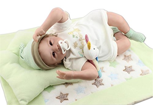 Fachel Reborn Baby Doll realistic baby dollsVinyl Silicone Babies 55cm 22inch Doll Newborn real baby doll Life Like Reborn Pacifier Doll Green dress doll