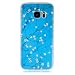 Produktbild igrelem® Galaxy S7 Hülle [mit gratis gehärtetem Glas Displayschutzfolie], transparent Passgenaue TPU Soft Case, rutschfest, Design Schutzhülle Back Cover für Samsung Galaxy S7 (Plum Blossom, Blau)