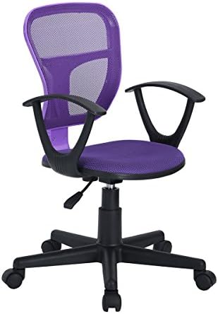 Home Office Fabric Task Computer Chair Mid Back Swivel Adjustable Height Desk Chair, Purple
